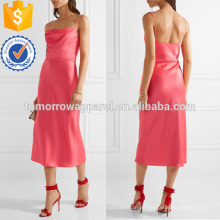 Fucsia Crepe De Chine Dress Manufacture Venta al por mayor Moda Mujeres Ropa (TA4043D)